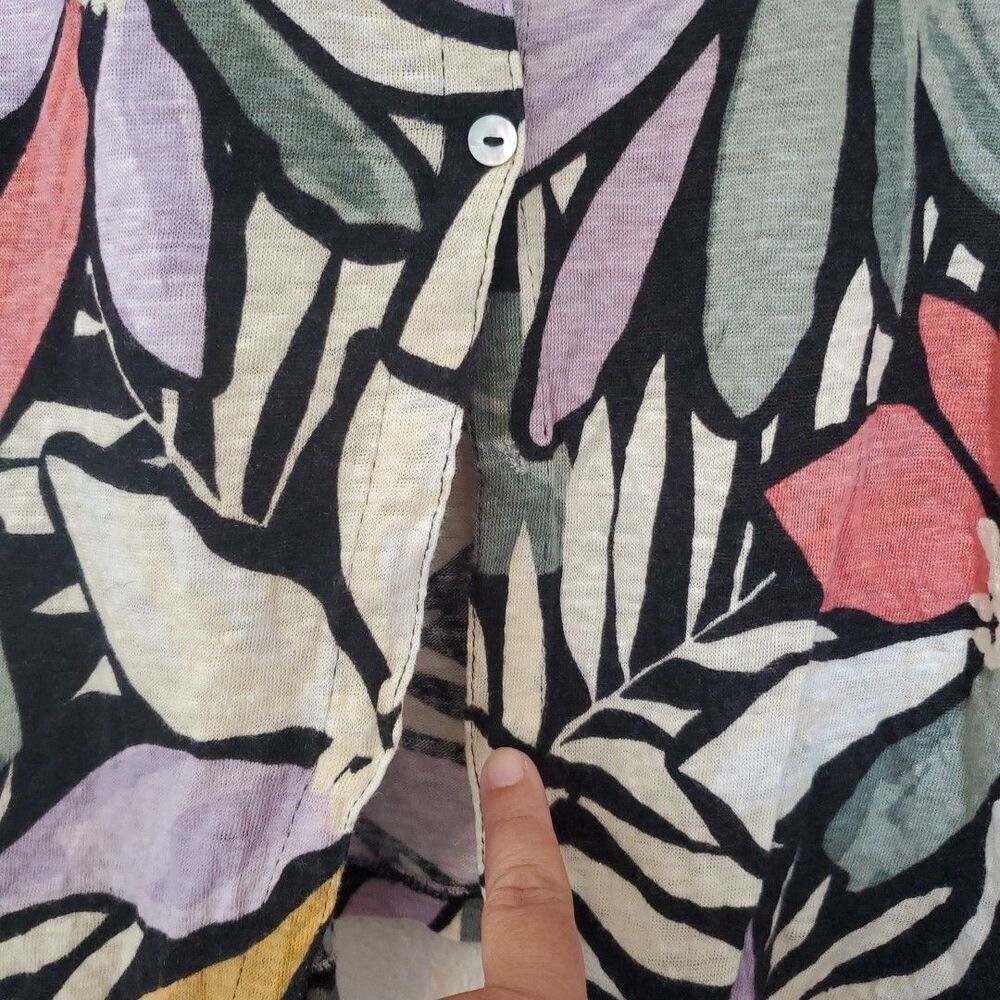 Nicole Miller Women’s Multicolor Floral Round‎ Neck Short Sleeve Linen Blouse M - Picture 11 of 16